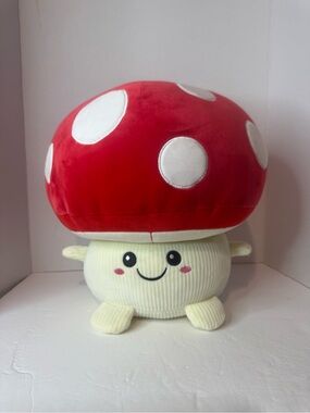 13" Tall - Soft Corduroy feel Large Mushroom Plush Toy by Smoochy Pals